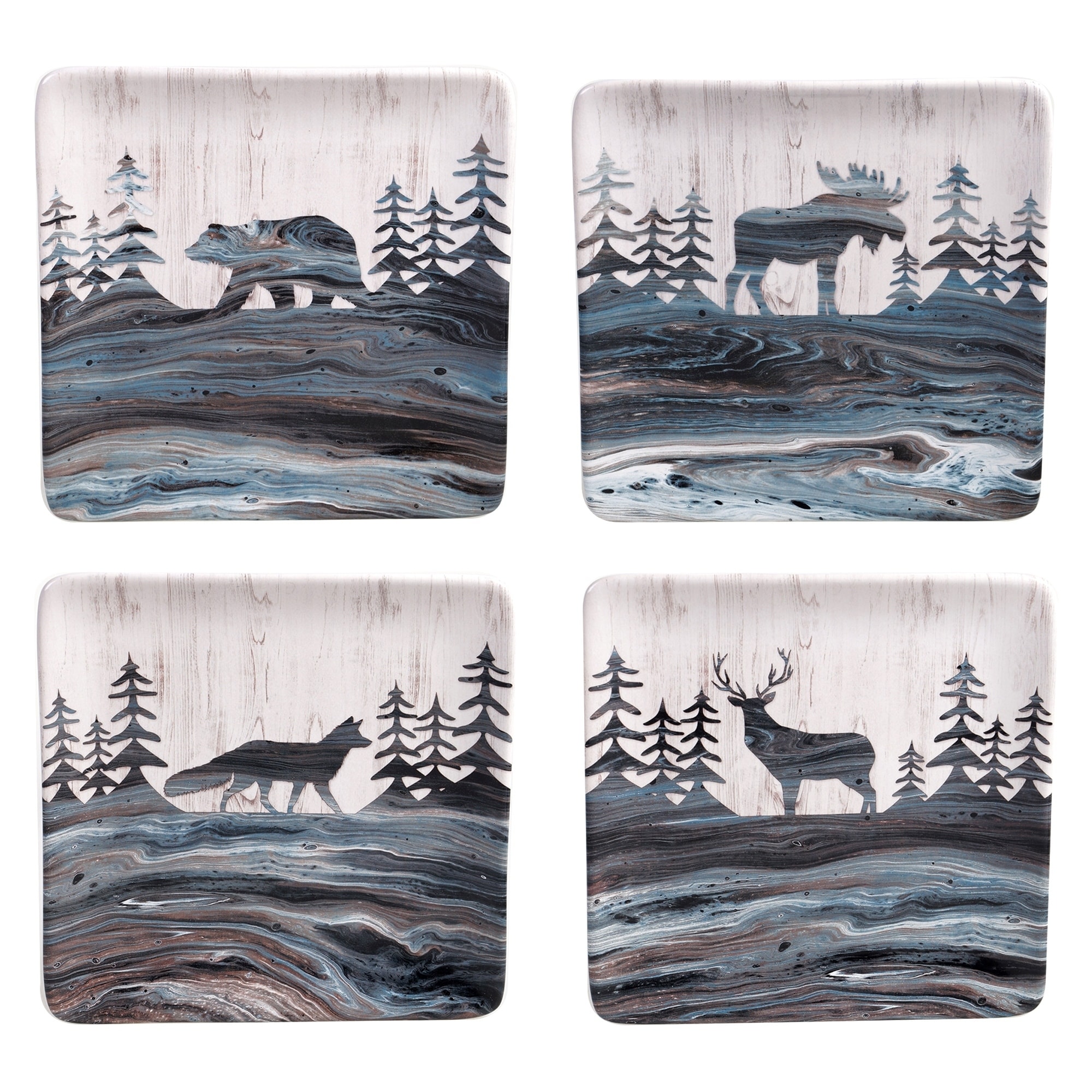 Certified International Fluidity Lodge 8.5-inch Salad/Dessert Plates (Set of 4)