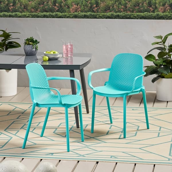 Gardenia Modern Outdoor Stacking Dining Chair Set by Christopher Knight