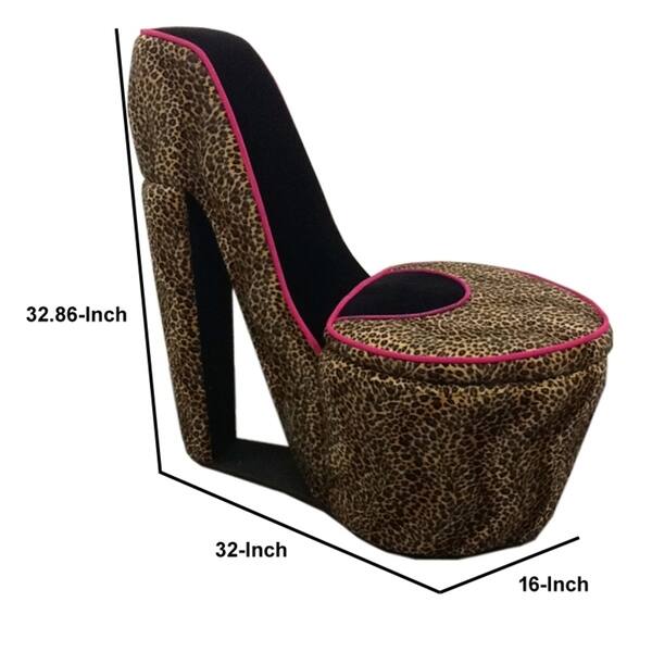 Animal Print High Heel Shaped Chair With Storage Brown And Animal Print High Heel Shaped Chair