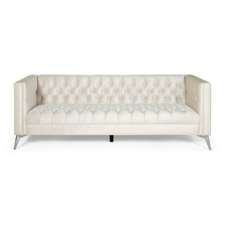 Christopher Knight Home Galvin Contemporary Tufted Velvet 3 Seater Sofa