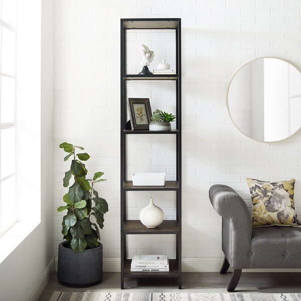 Jacobsen Narrow Etagere - 18"W x 16"D x 80.5"H. Opens flyout.