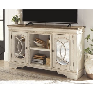 Realyn Casual Large TV Stand, Chipped White
