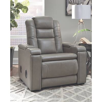Boerna Contemporary Power Recliner Adjustable Headrest, Gray