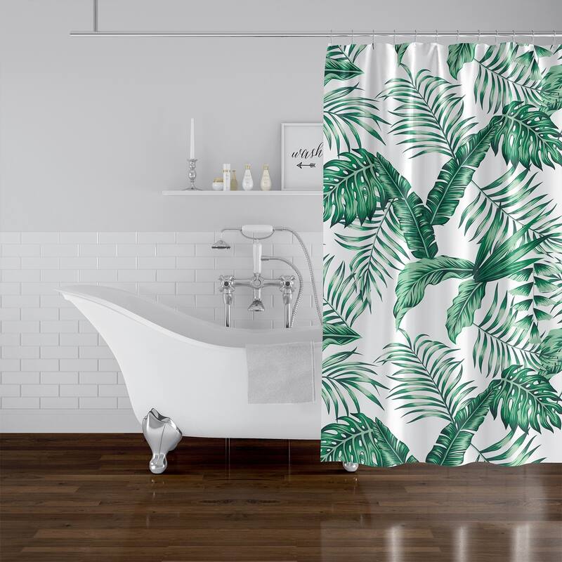 GREEN TROPICAL LEAVES Shower Curtain By Kavka Designs - Bed Bath ...