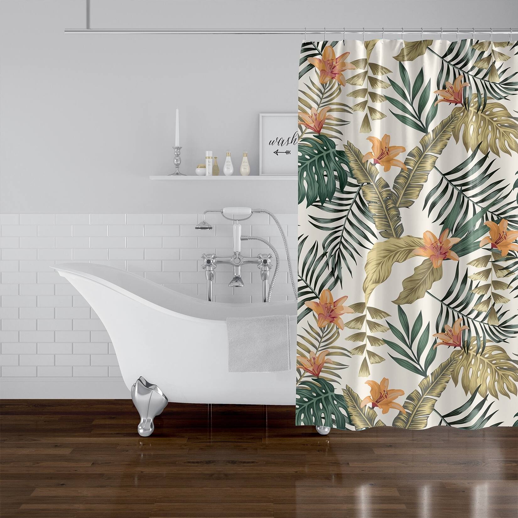 TROPICAL LEAVES AND FLOWERS Shower Curtain By Kavka Designs - On Sale ...