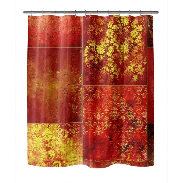 ECLECTIC BOHEMIAN PATCHWORK RED GOLD Shower Curtain by Kavka Designs ...