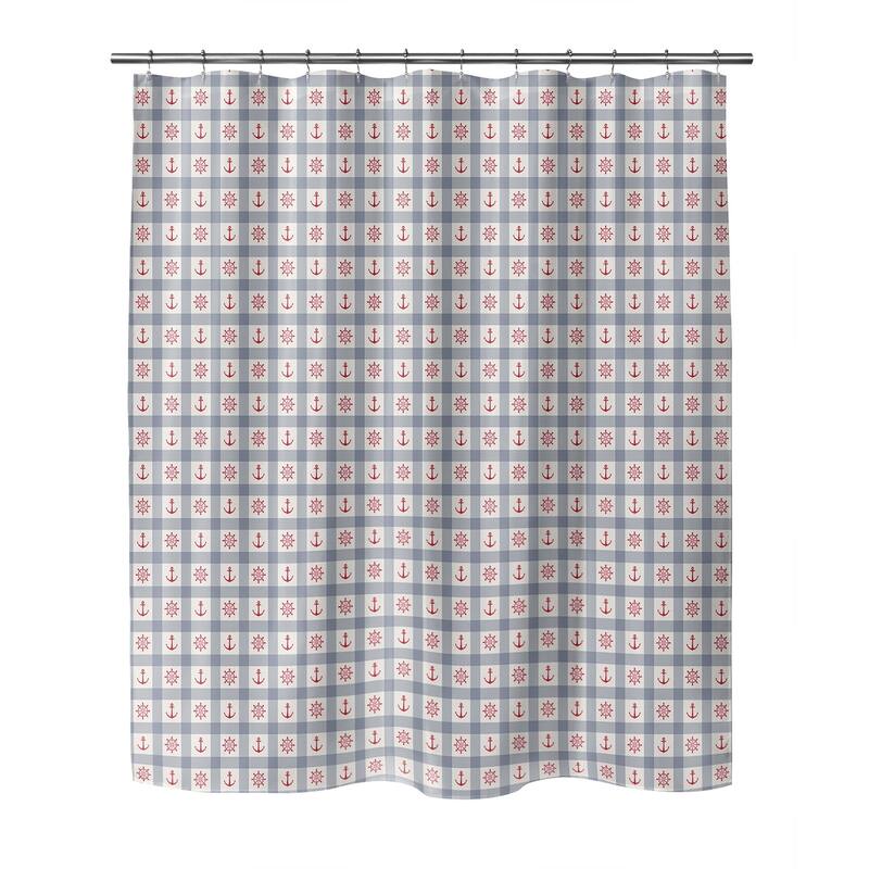 ANCHOR GALORE BLUE and RED Shower Curtain by Kavka Designs - 70X90