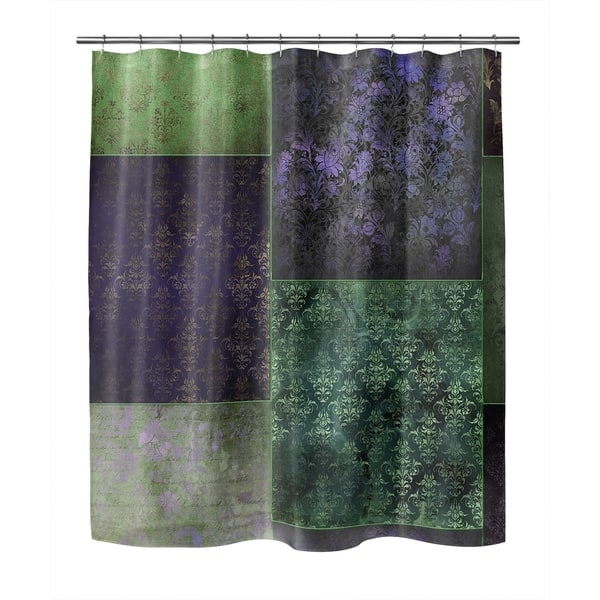 ECLECTIC BOHEMIAN PATCHWORK GREEN AND PURPLE Shower Curtain By Kavka ...