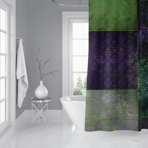 ECLECTIC BOHEMIAN PATCHWORK GREEN AND PURPLE Shower Curtain By Kavka ...