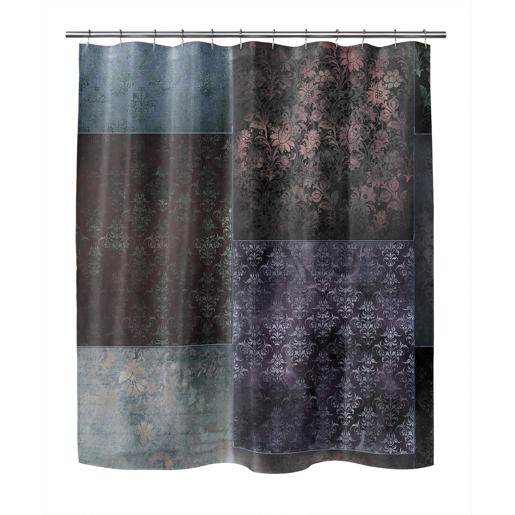 Eclectic Bohemian Patchwork Brown Purple And Green Shower Curtain By Kavka Designs Overstock 30884769 71x74