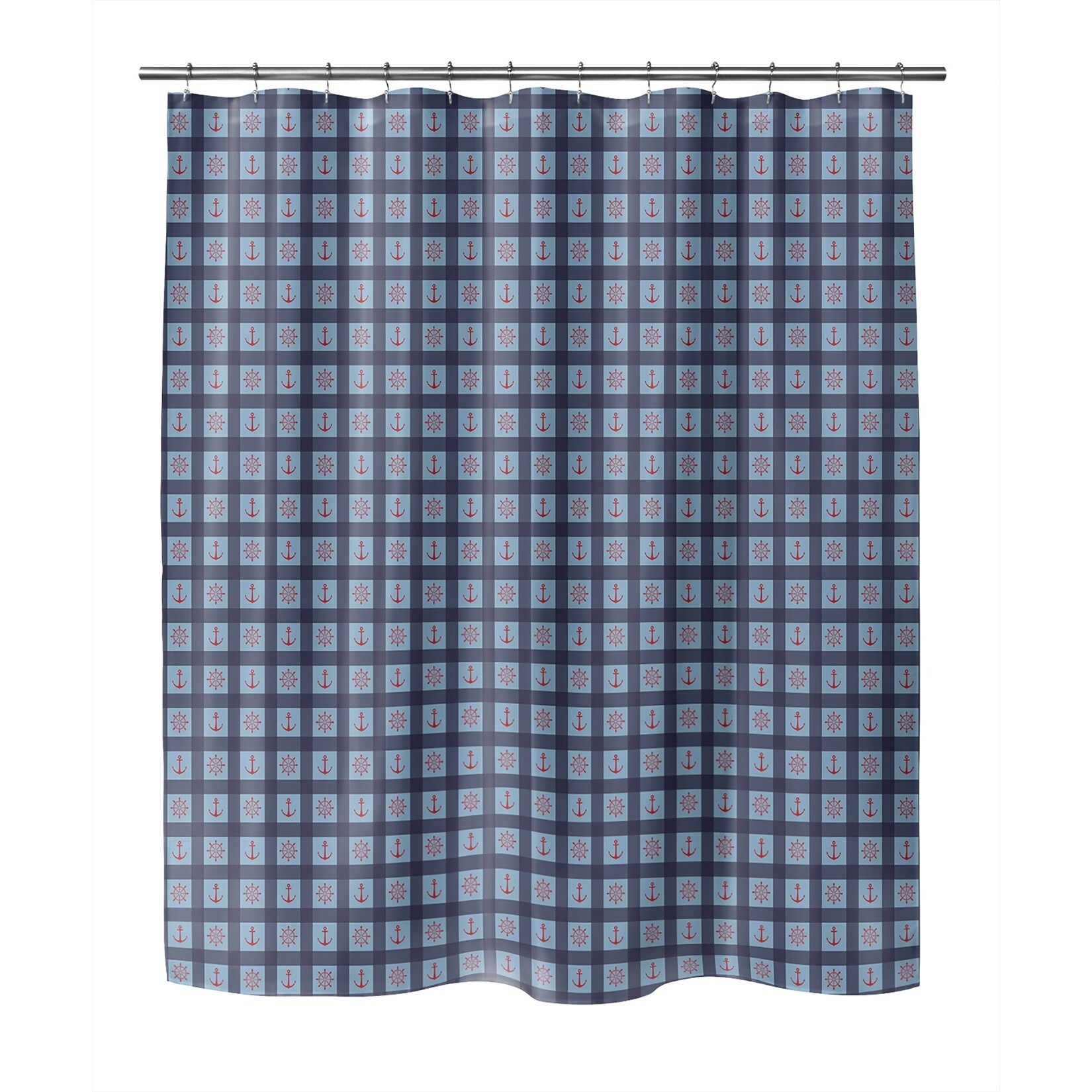 Anchor Galore Light Blue And Red Shower Curtain By Kavka Designs Overstock 30884785 71x74