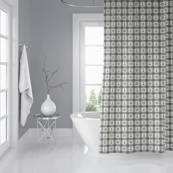 Anchor Galore Grey Shower Curtain By Kavka Designs On Sale Overstock 30884792 71x74