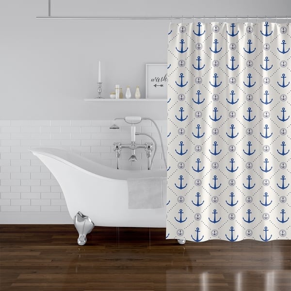 ANCHOR CHIEF IVORY BLUE Shower Curtain By Kavka Designs - Bed Bath ...