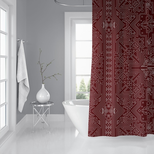 burgundy and grey shower curtain