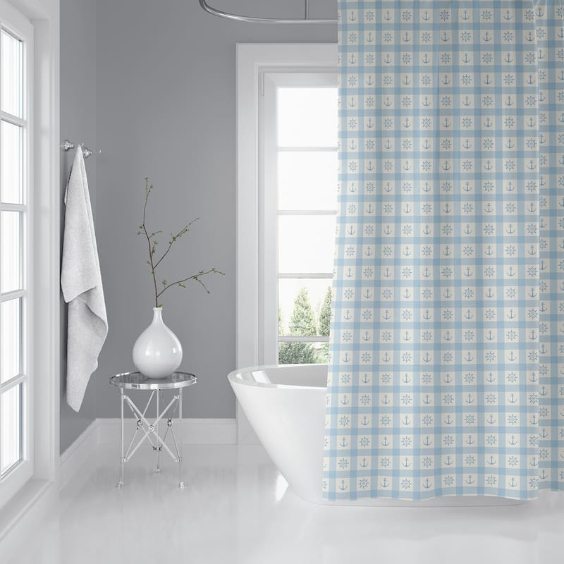 ANCHOR GALORE LIGHT BLUE Shower Curtain by Kavka Designs