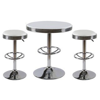 Best Master Furniture 3 Pieces Stainless Steel Adjustable Bar Set (White)