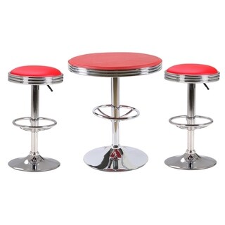 Best Master Furniture 3 Pieces Stainless Steel Adjustable Bar Set (Red)