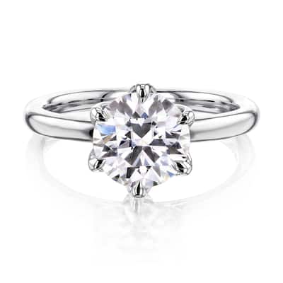 Kobelli 1.9 Carats Moissanite 14k Solid Gold Round Solitaire 6-Prong Floating Tulip Prongs Comfort Fit Kyoto Ring