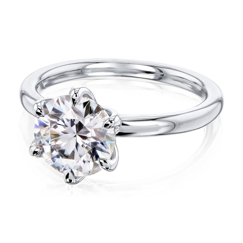 Kobelli 1.9 Carats Moissanite 14k Solid Gold Round Solitaire 6-Prong Floating Tulip Prongs Comfort Fit Kyoto Ring