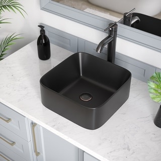 V420 Matte Black Porcelain Vessel Sink Ensemble With ABR Vessel Faucet ...