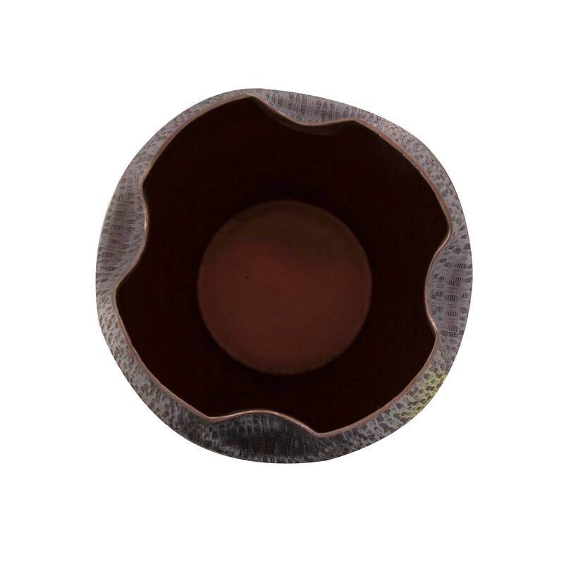 Allan Andrews Textured Deep Copper Aluminum Pinched Top Vase, Small
