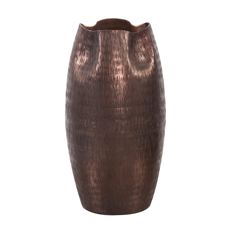 Allan Andrews Textured Deep Copper Aluminum Pinched Top Vase, Small