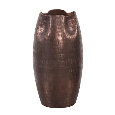 Allan Andrews Textured Deep Copper Aluminum Pinched Top Vase, Small