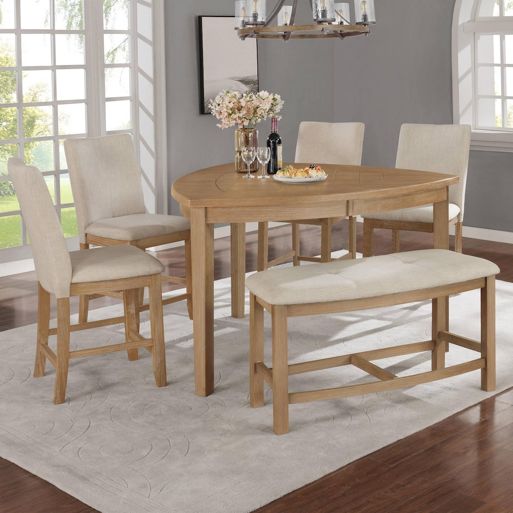 Best Quality Furniture 6-Piece Counter Height Dining Set with Triangle Shaped Table