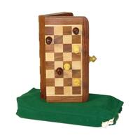 Magnetic Wooden Folding Travel Chess Set - 7"x 3.5"