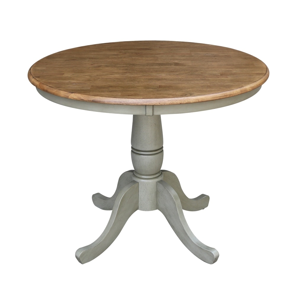 International Concepts 36 inch Round Top Pedestal Table - Hickory/Stone (Hickory/Stone - 29.1 inchH)