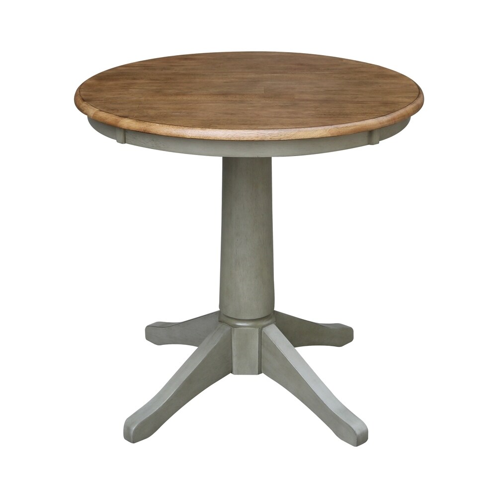 International Concepts 30 inch Round Top Pedestal Table - Hickory/Stone (Hickory/Stone - 29.9 inchH)