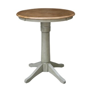 International Concepts 30 inch Round Top Pedestal Table - Hickory/Stone (Hickory/Stone - 35.9 inchH)