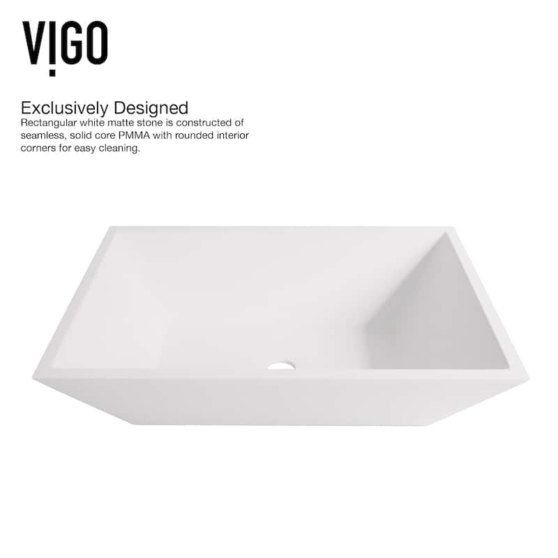 VIGO Vinca 18"L x 14"W MatteStone Vessel Sink and Duris 12"H Faucet Set