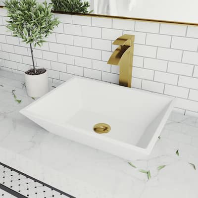 VIGO Vinca 18"L x 14"W MatteStone Vessel Sink and Duris 12"H Faucet Set