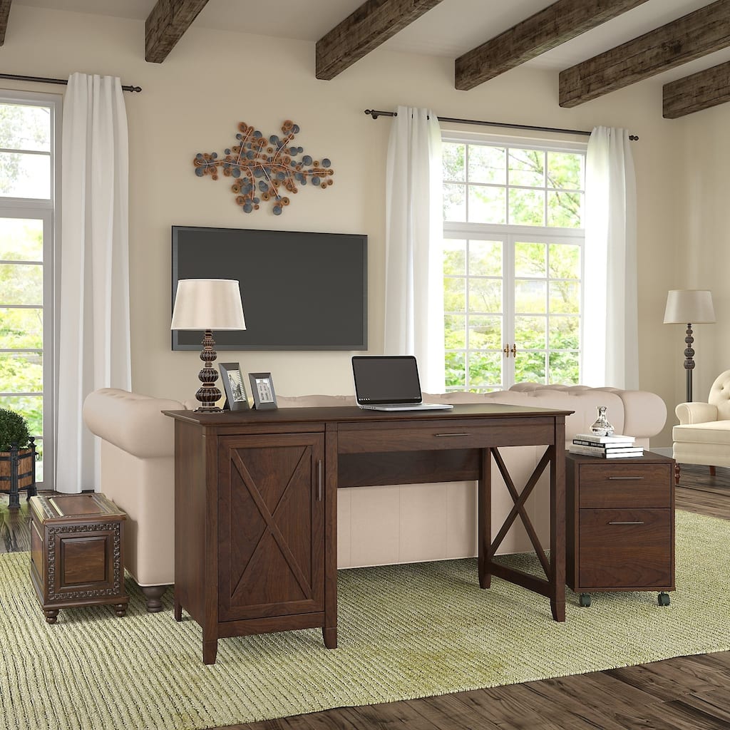 Key West 54W Computer Desk with Storage and Cabinet by Bush Furniture