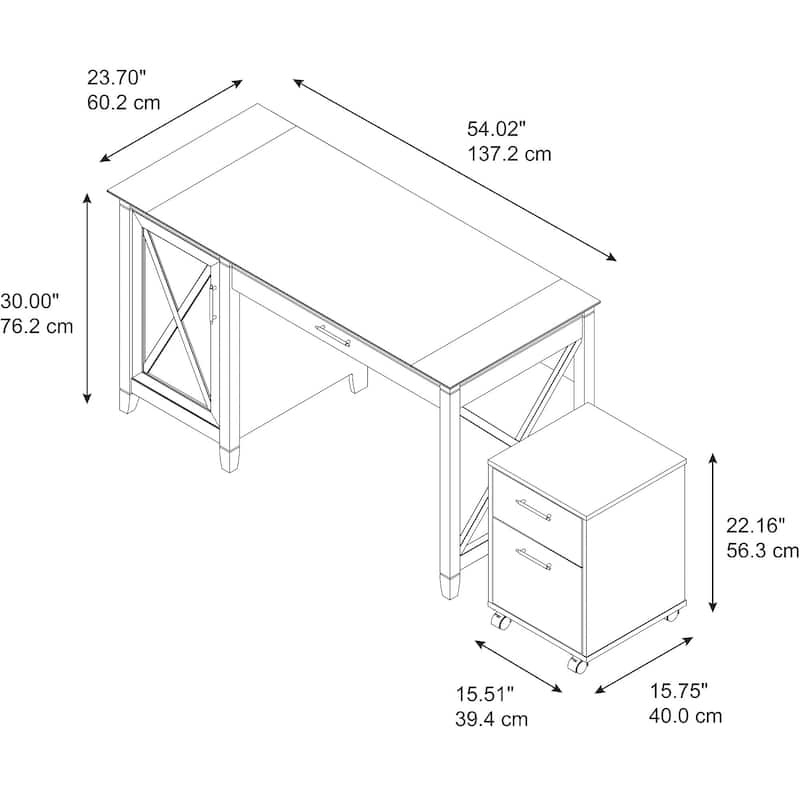 Key West 54W Computer Desk with Storage and Cabinet by Bush Furniture