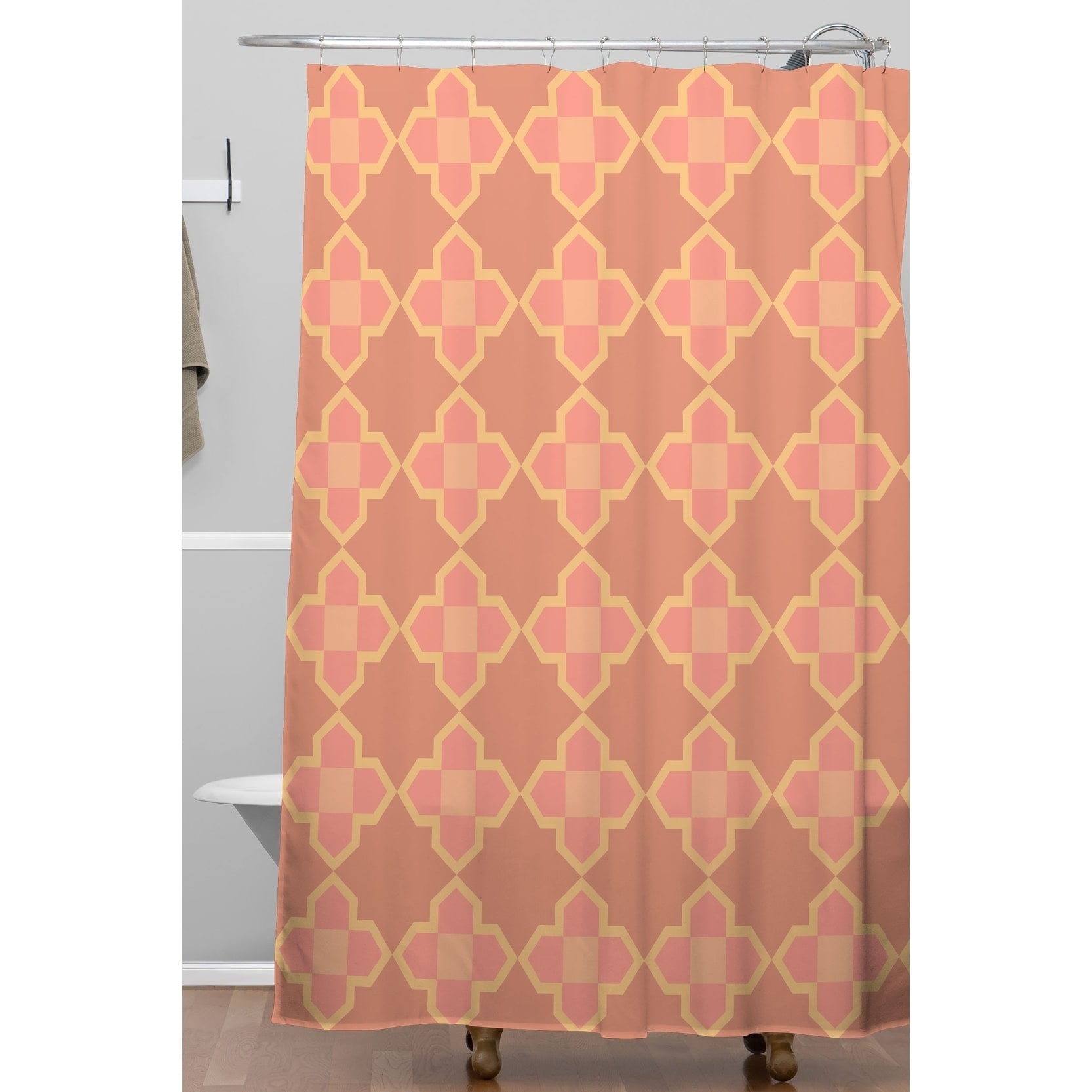 peach and grey shower curtain