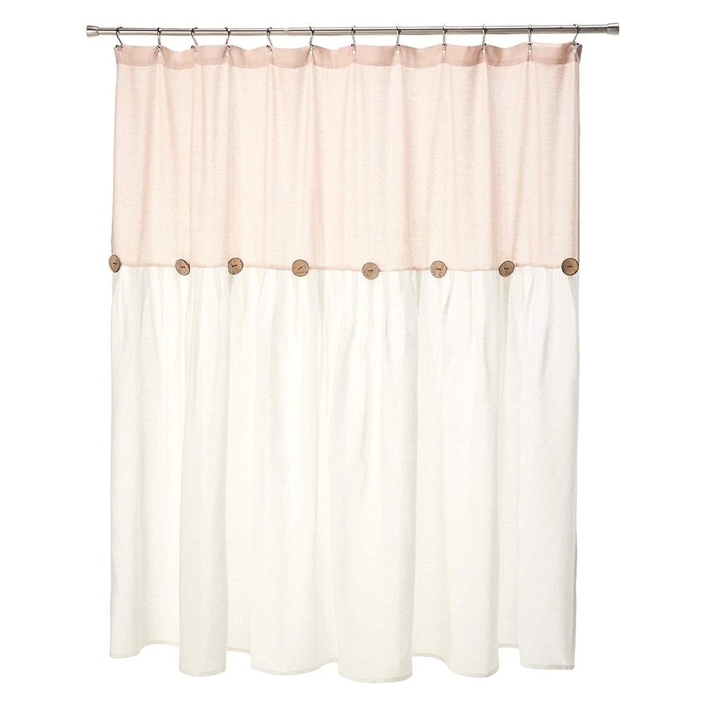 Cotton Button Shower Curtain Blush And White 72 X 72 Overstock 30887803