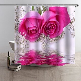 Polyester Shower Curtain with Hooks Roses 72