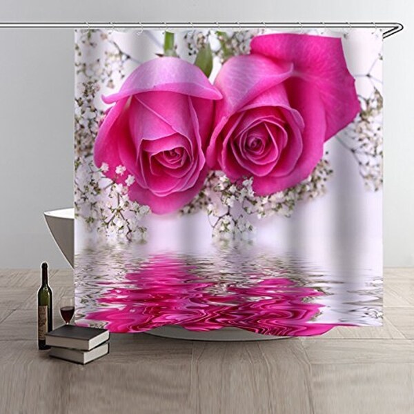 Shop Polyester Shower Curtain with Hooks Roses 72" x 72" Overstock