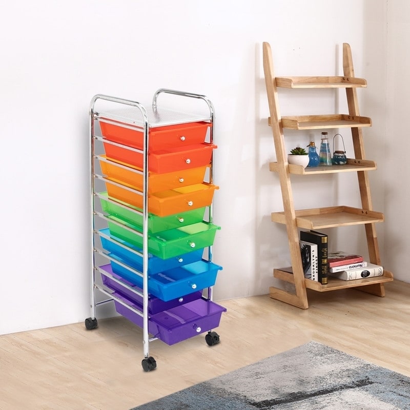 10-Drawer Smooth Rolling Casters Storage Bin Organizer Cart for Home and  Office - Bed Bath & Beyond - 30888815