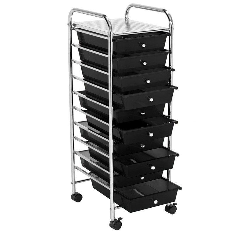 10-Drawer Smooth Rolling Casters Storage Bin Organizer Cart for Home and  Office - Bed Bath & Beyond - 30888815