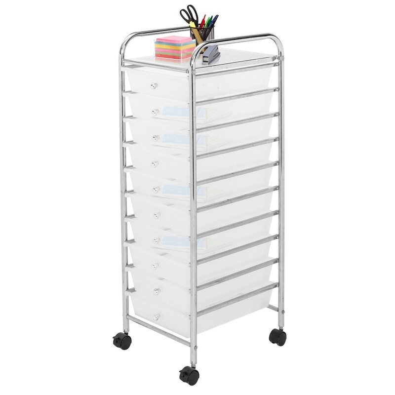 10-Drawer Smooth Rolling Casters Storage Bin Organizer Cart for Home and  Office - Bed Bath & Beyond - 30888815