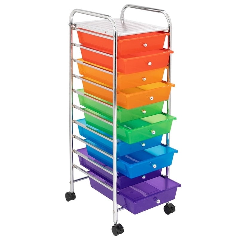 10-Drawer Smooth Rolling Casters Storage Bin Organizer Cart for Home and  Office - Bed Bath & Beyond - 30888815