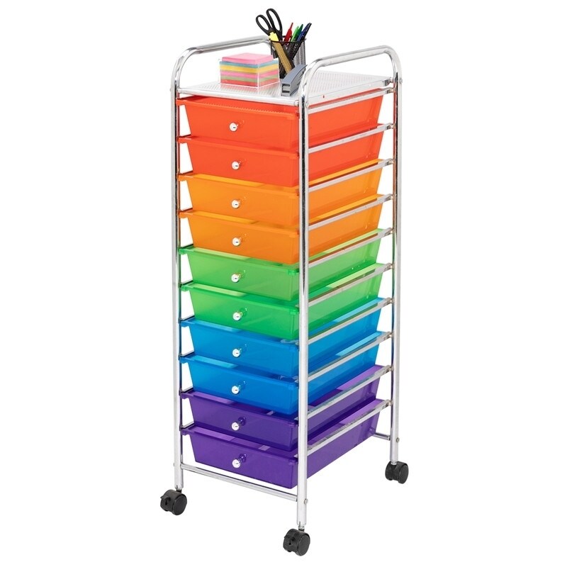 10-Drawer Smooth Rolling Casters Storage Bin Organizer Cart for Home and  Office - Bed Bath & Beyond - 30888815