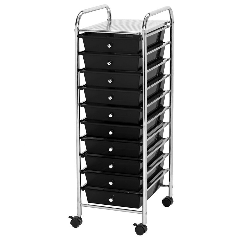 10-Drawer Smooth Rolling Casters Storage Bin Organizer Cart for Home and  Office - Bed Bath & Beyond - 30888815