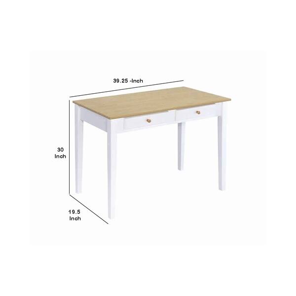 Cottage Style Wooden Writing Desk With 2 Drawers White And Brown On Sale Overstock 30892481