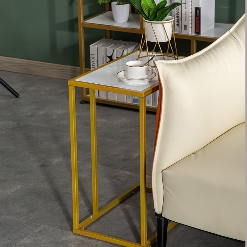 Modern 20 Inch Side End Accent C Table Living Room White Marble