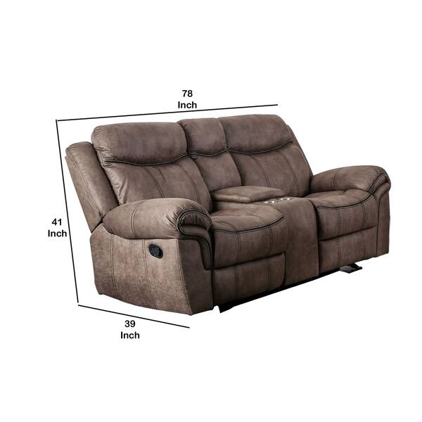 Leatherette Reclining Loveseat with Drop Down Console Table, Brown Bed Bath & Beyond 30892881