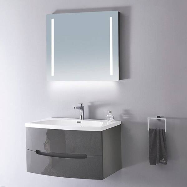 40" Modern Solid Plywood Bathroom Vanity and Sink, Brera Glossy Gray